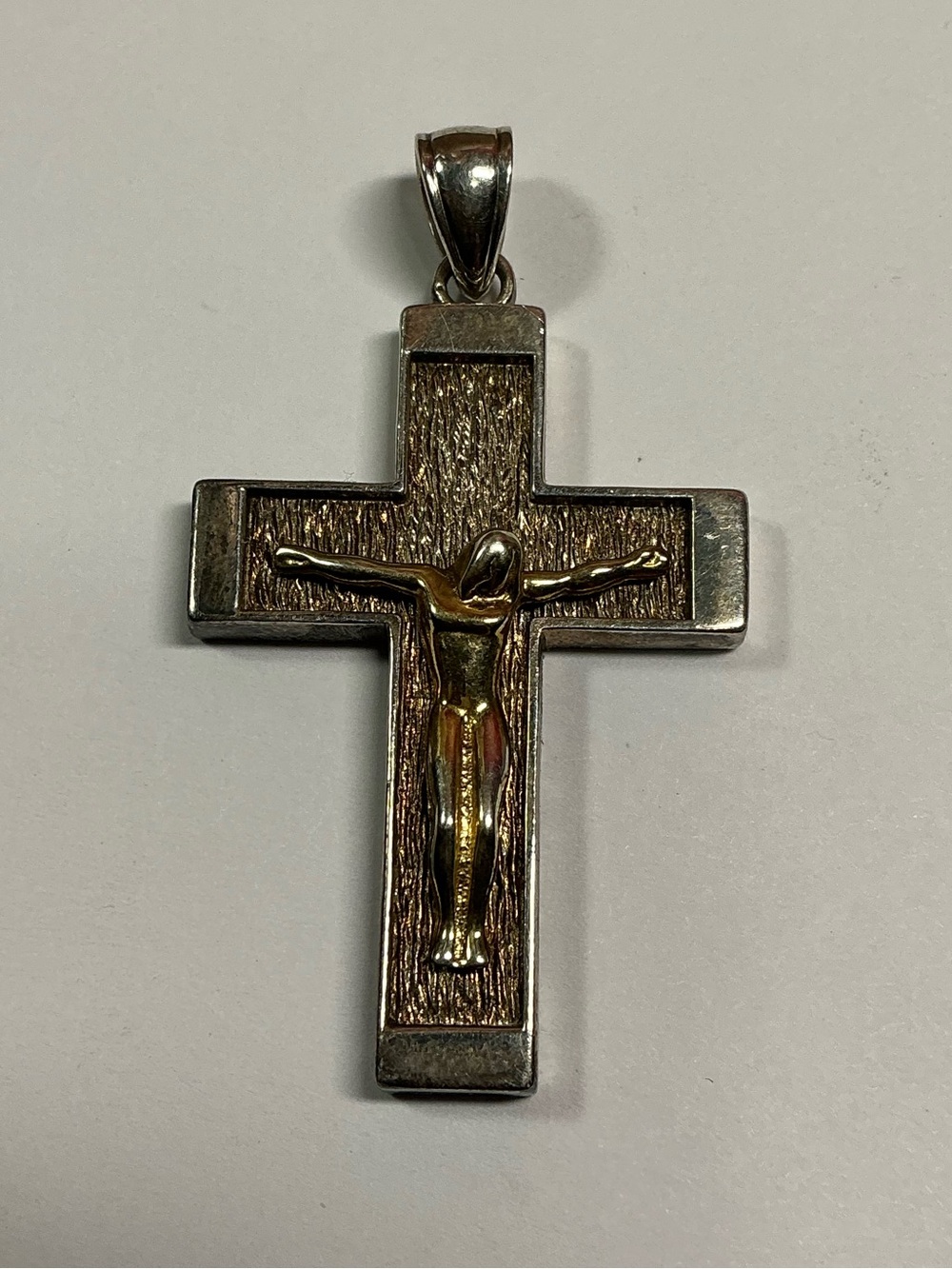 Sterling Silver RL Two Tone Crucifix. 1.75 inches long